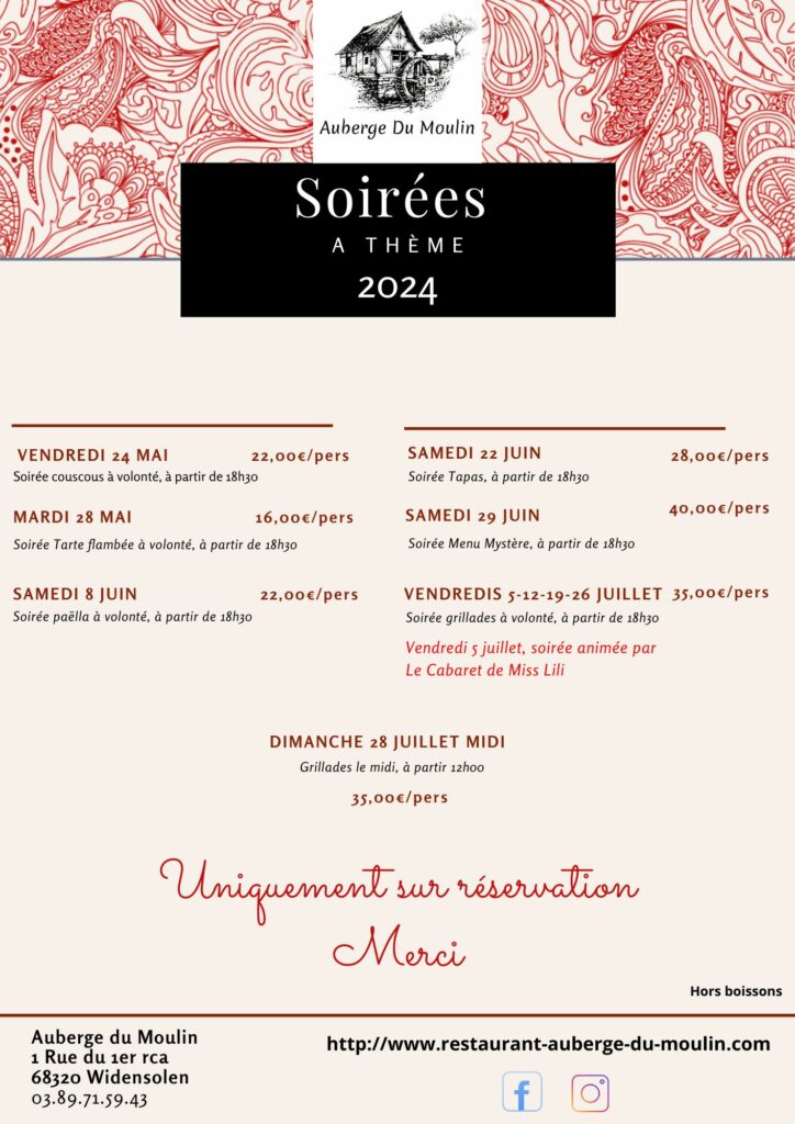 Soirées à thèmes 2024